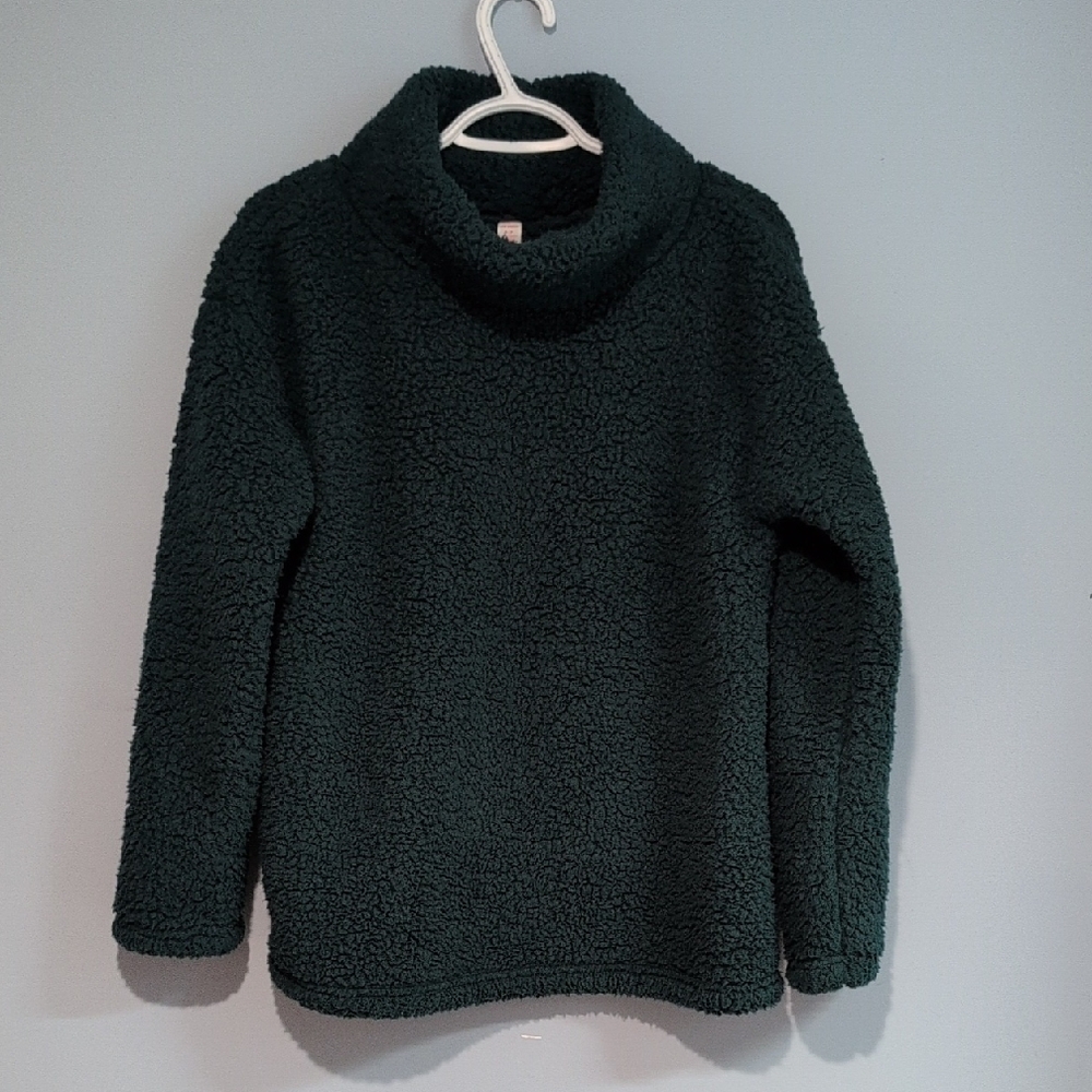 Joe Fresh Sleep Wear Green Teddy Over Size Pull Over Turtleneck Sweater Size S